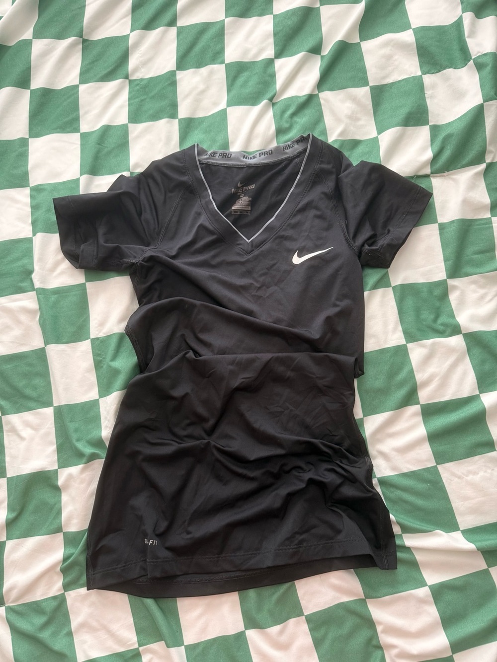 Nike Black V-Neck Short Sleeve Dri-FIT Top